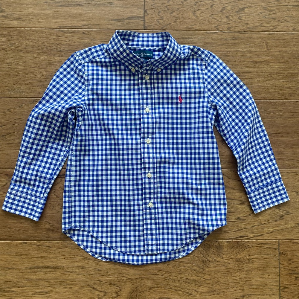 Polo by Ralph Lauren Kids Checkered Blue and White Shirt